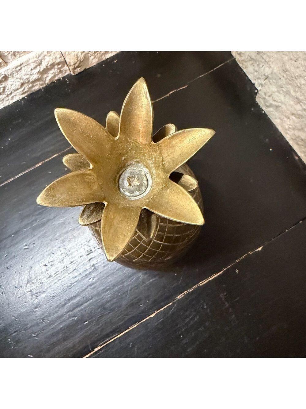 Vintage Brass Pineapple Trinket Dish Egg Cup Jewelry Box Lidded Decor MCM - Picture 7 of 7